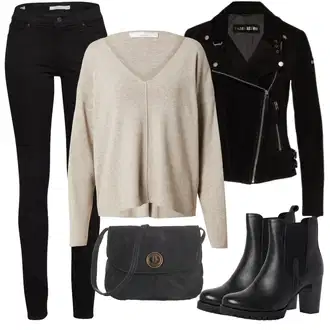 Motorka Zima Outfit s Černá Bunda Motorkářské Bund/Vlněná Bund/Bunda s Bočním Zipem/Motorkářská Bunda Freaky Nation "Zimní outfity"Look: Jízda na koni, Motorka