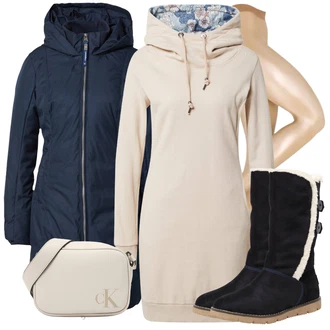 Outfit s Tmavě Modrá/Světle Modrá/Modrá Prošívaný kabát/Outdoorový kabát/Přechodový Kabát/Kabát se Zipem/Péřový Kabát/Kabát s Kapucí/Gore-Tex kabát/Zimní Kabát/Parka Ragwear "Zimní outfity"