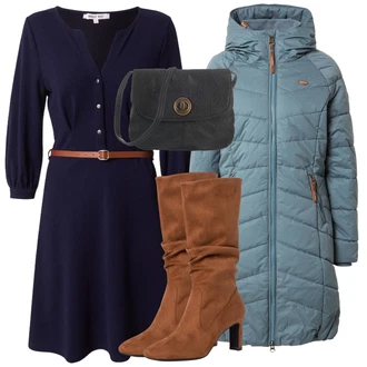 Outfit s Tmavě Modrá/Modrá Košilové šaty/Šaty s Páskem About You "Zimní outfity"