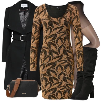 Výstřih na ramena třpytem Outfit s Červená Šaty s výstřihem/Šaty s dlouhým rukávem/Mini Šaty Only "Zimní outfity"