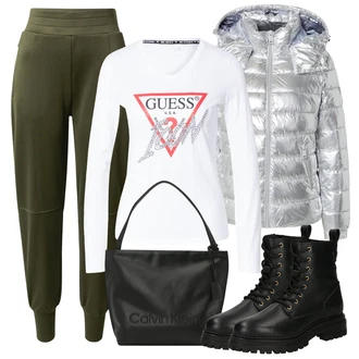 Krátká/mini Outfit s Černá Taška/Doplňek Calvin Klein "Zimní outfity"