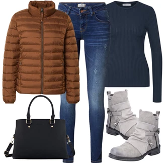 Outfity na zimu Mom s Modrá/Tmavě modrá Džíny Kožená bunda/Kotníková Bota/Motorkářské Džíny/Džíny s Rozparkem/Džíny s Dírou/Džíny s Nízkým Sedem/Džín s Nízkým Pasem/Push up Džín/Slim Fit Džíny/Navlékací Džíny/Kožené Boty/Kožená Pánská Bund/Zimní bunda LTB "Zimní outfity"Look: 90tá léta, Cool, Disko, Mom, Krásný, Old Money, Western