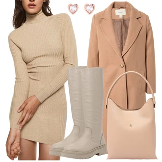 Elegantní Outfit s Béžová/Hnědá Zimní Kabát Vlněný kabát/Midi Kabát/Kašmírový Kabát/Vlněný Kabát/Dlouhý kabát/Vintage Kabát Oasis "Zimní outfity"Look: Klasické, Business, Elegantní, Francouzské, Kancelář, Old Money, Nadrozměrné, Chytrý příležitostný, Univerzitní