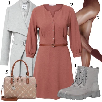 Outfity na zimu s Hnědá Šaty Móda Pro Plnoštíhlou/Košilové šaty/Šaty s výstřihem About You "Zimní Outfit"