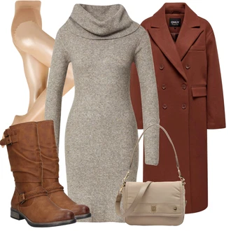 Outfit s Červená/Hnědá/Tmavě červená/Oranžová Přechodový Kabát/Kašmírový Kabát/Midi Kabát/Zimní Kabát Vlněný kabát/Dlouhý Kabát/Vintage Kabát/Vlněný Kabát/Oversize Kabát/Dlouhý kabát/Kabát z Kabanosu/Trenčkot Only "Zimní outfity"