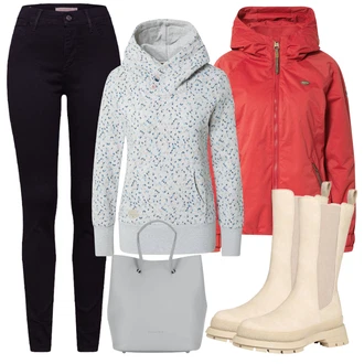 Podzim Outfit s Vínová/Bílá/Fialová/Tmavě modrá Kalhoty Džínové Legíny/Jeggings/Pletený Legín/Tregíny/Manšestrový legíny/Skinny Kalhoty levi's ® "Zimní outfity"