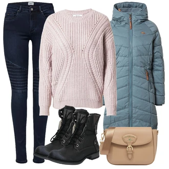 Motorka Outfit s Modrá/Tmavě modrá Motorkářské Džíny Only "Zimní outfity"Look: Jízda na koni, Motorka