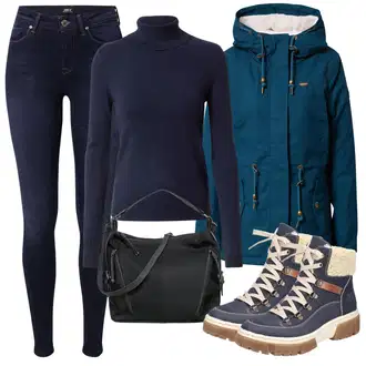 Outfit s Tmavě modrá/Světle modrá/Tyrkysový Outdoorové Bundy/Plachtařská bunda/Lyžařská bunda/Snowboardová Bund/Sněhová Bund/Trekingová bunda/Zimní Parka Ragwear "Zimní outfity"