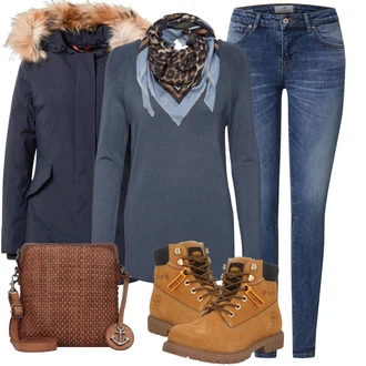 Outfity na zimu s Modrá/Světle modrá Kožená bunda/Džíny s Nízkým Sedem/Zimní bunda/Džíny s Rozparkem/Rovná Džína/Push up Džín/Slim Fit Džíny/Kožená Pánská Bund/Kožené Boty/Džíny Regular Fit LTB "Zimní outfity"