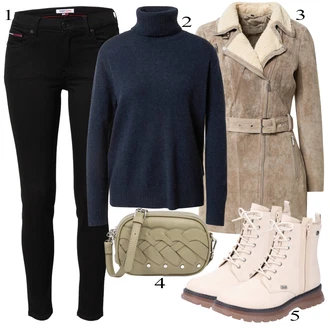 outfit mit Roza/Bež/Modra Škorenj Rieker "Zimska oblačila"