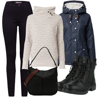 Podzim Outfit s Vínová/Bílá/Fialová/Tmavě modrá Kalhoty Džínové Legíny/Jeggings/Pletený Legín/Tregíny/Manšestrový legíny/Skinny Kalhoty levi's ® "Zimní outfity"