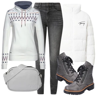 Norský vzor Outfit s Šedá Mikina/Móda Pro Plnoštíhlou Kangaroos "Zimní outfity"