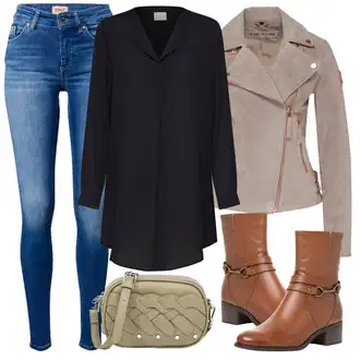 Outfit s Šedá/Béžová/Hnědá/Fialová Podzimní bunda/Motorkářská bunda/Manšestrová Bunda/Letní Bund/Neobvyklá bunda/Jarní bunda/Vlněná Bund/Motorkářské Bund/Kožené Bund/Bunda s Bočním Zipem Freaky Nation "Zimní outfity"