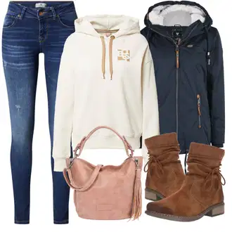 Outfit s Tmavě modrá Outdoorové Bundy/Parka/Bunda 2v1/Plachtařská bunda/Podzimní bunda/Funkční Bunda/Trekingová bunda/Bunda s Kapucí/Parka Přechodová Bund Ragwear "Zimní outfity"