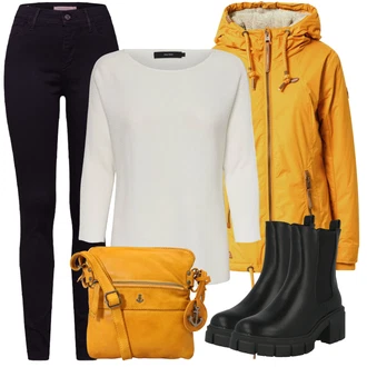Podzim Outfit s Vínová/Bílá/Fialová/Tmavě modrá Kalhoty Džínové Legíny/Jeggings/Pletený Legín/Tregíny/Manšestrový legíny/Skinny Kalhoty levi's ® "Zimní outfity"