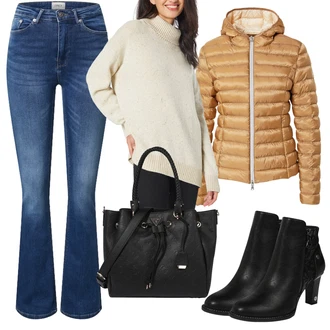 Outfit s Žlutá Prošívaná Bunda No. 1 Como "Zimní outfity"
