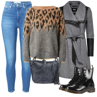 Outfit s Černá/Modrá Kozačka Šněrovací Kotníková Bota/Vintage Kozačka/Motorkářská bota/Plochá Kotníková Bota/Klasická Kozačka/Vintage Kotníková Bota/Bojová Bota Dr. Martens "Zimní outfity"