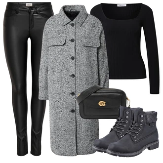 Outfity na zimu s Černá Dlouhá tylová Sukně/Dlouhý Zimní Kabát/Dlouhé Kardigany/Top & košilka/Dlouhé Šaty Edited "Zimní outfity"