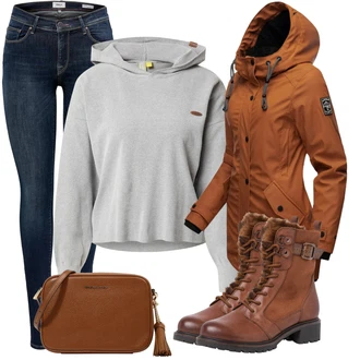 teplý Outfit sa Narandžasta/Smeđa Kaput/Zimska Parka/Voštana Jakna/Outdoor Jakna/Funkcionalna Jakna/Parka Prijelazna Jakna/Zimska Jakna/Jesenska jakna/Trekking jakna Navahoo "Zimski look"