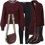Crni preveliki zimski kaputi outfiti image