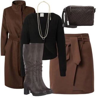 Outfit sa Tamnosmeđa/Smeđa/Tamnozelena/Siva Prijelazni Kaput/Kaput od Kašmira/Vuneni Kaput/Dugi Kaput/Baloner/Dugi kaput/loden kaput/Zimski Kaput Vuneni kaput/Midi Kaput VERO MODA "Zimski look"