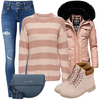teplý Outfit sa Pink Parka velike veličine Navahoo "Zimski look"