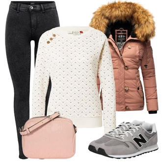 teplý Outfit sa Smeđa/Zlatni/Bež/Pink/Crvena Puferica Jakna/Zimska Parka/Donja Jakna/Zimska Jakna/Izuzetna jakna Navahoo "Zimski outfit"