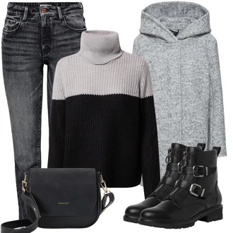Outfit sa Pink/Crvena/Svjetlosiva Kaput od Vunenog Flisa/Pleteni Kaput/Kaput od Flisa/Kaput od Tvida/Scuba Kaput/Pleteni Flis Kaput/Sako Kaput/Usko Krojena Kaputa/Kratki Kaput Only "Zimski outfit za slobodno vrijeme"