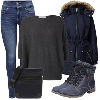 Outfit sa Crna warehouse "Zimski outfit za slobodno vrijeme"