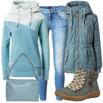 Outfit sa Siva/Smeđa/Tamnozelena/Svjetlosiva/Bež Zimske tenisice/Teddy tenisica/Cipela za Trekking/Čizmica Zimska gležnjača/Zimska cipela Rieker "Zimski outfit"