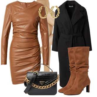 Mokri izgled Outfit sa Siva/Smeđa/Bež Haljina Veći Broj katy perry exclusive for about you "Božićni outfit"Look: Burleska, moderne, Mom, Rap, Sveučilišna, Mokri izgled, Preodjeven, cool