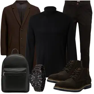 Elegant Outfit mit Schwarz/Khaki/Dunkelbraun Slim Hose/Skinny Hose/Cord Legging/Chino Hose/CordHose/Jeggings/StretchHose Jack & Jones "Business Outfit"Look: Uni, Outdoor, Coole, Old Money, Smart Casual, Unisex, Elegant, Büro, Casual, Schlichte
