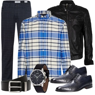 Kurz/Mini Outfit mit Schwarz Lederjacke/Schlaghose Gipsy "Business Outfit"
