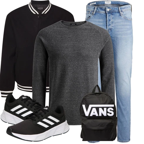 Grau/Dunkelgrau/DunkelGrün/Grün Strick Top/Rollkragenshirt/Langarm-Shirt/Klassische Länge/Longshirt Jack & Jones kombinieren