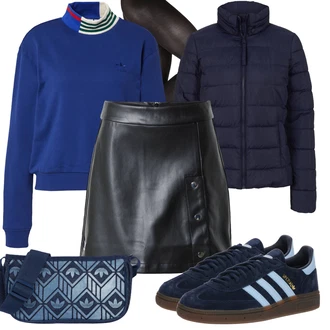 Outfit sa Plava/Tamnoplava Majica od flisa/Sportska majica Adidas Originals "Cool za slobodno vrijeme"