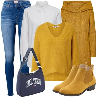 Outfit sa Žuta Chelsea Gležnjača/Kožna Jakna/ljetna gležnjača/Ravna Gležnjača/Podstavljena Gležnjača Lascana "Cool zimski outfit"