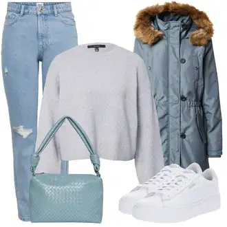 Kombinacije za zimu Vjenčanje Nevesta sa Bijela Niska Tenisica/Tanka tenisica/Tenisica s platformom/Rupičasta tenisica Puma "Cool zimski outfit"Look: Vjenčanje, Koncer, Škola, Sprovod