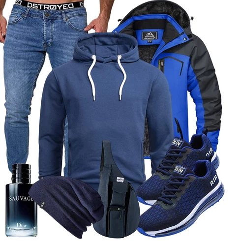 Blau/Dunkelblau Kapuzenpullover/Unisex Hoodie/Strick Hoodie/Sport Sweatshirt/Hoodie/Ausgefallener Hoodie/Sport Hoodie Alessandro Salvarini kombinieren mit Blau Trachtenmode TORISKY