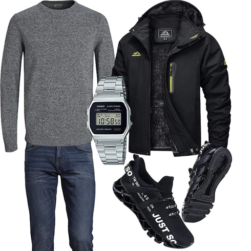 Blau/Schwarz Winter Parka/Regenjacke TACVASEN kombinieren