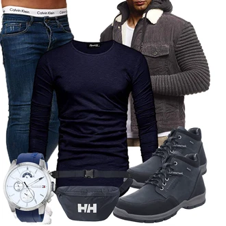 Winter Outfits Vintage mit Mischfarben/Schwarz Unkategorisiert REPUBLIX "Cooles Winter Outfit"Look: Oversize, Vintage
