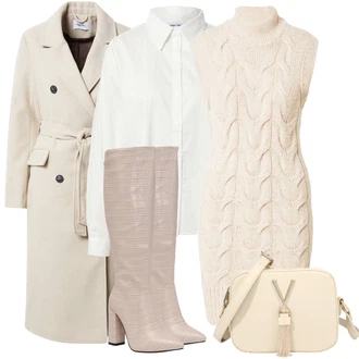 Outfit sa Bež Klasična čizmica misspap "Elegantan zimski outfit"