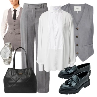 Outfit s Modrá/Tmavě modrá Mokasín/Polobotek Trotteur/Nízká bota na podpatku Edited "Elegantní Vzhled"
