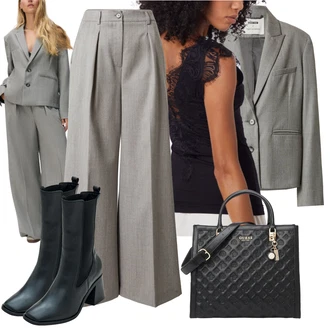 Outfit s Černá/Bílá Chelsea Boty/Špičatá Kozačka/Klasická kozačka/Ovčí Kožešinová Bota/Kožená kotníková bota/Vintage Kotníková Bota/Kotníková Bota Na Podpatku/Kotníková Bota s Podšívkou Edited "Elegantní Vzhled"