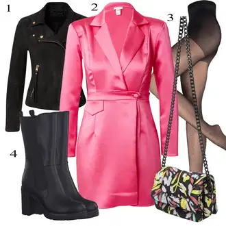 Poslovni Outfiti mit Roza Obleka river island "Eleganten videz"