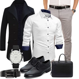 Winter Outfits Casual mit Grau Meilicloth "Elegantes Winter Outfit"Look: Casual, Classic, Büro, Stil, Business