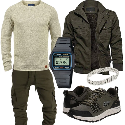Blau Winter Parka KEFITEVD kombinieren mit Blau Trachtenmode Skechers