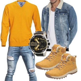 Outfit mit Dunkelblau Jeansjacke Redbridge "Freizeit Outfit"
