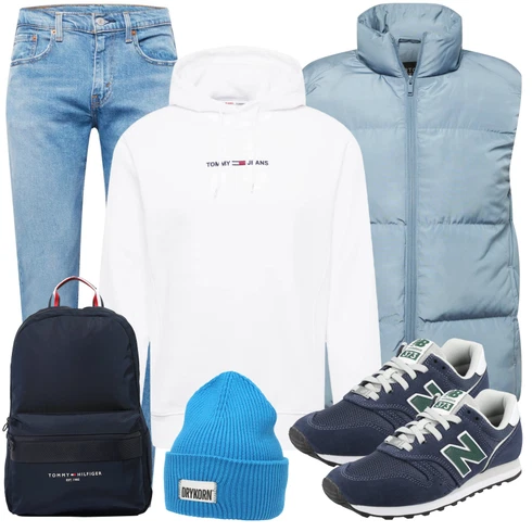 Blau/Hellblau Leichte Weste/Lange Weste/Wendeweste/Puffer Weste/Ärmellose Weste/Daunenweste/Isolationsweste/Steppweste/Kurze Weste BURTON MENSWEAR LONDON kombinieren