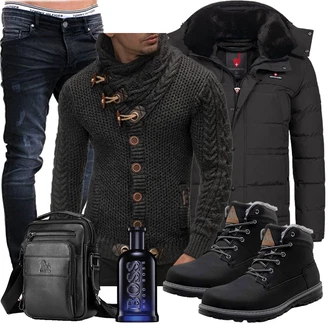 Winter Outfits Vintage mit Schwarz Unkategorisiert BAIGIO "Freizeit Outfit"Look: Indoor, Attraktive, Vintage