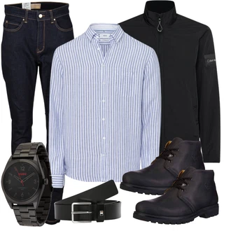 Outfit mit Schwarz Klassische Gürtel/Frauengürtel Ohne Schnalle/Ledergürtel/Casual Gürtel/Breiter Gürtel Boss "Freizeit Outfit"